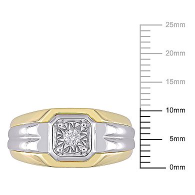 Stella Grace Men's Two Tone Sterling Silver 1/10 Carat T.W. Diamond Fashion Ring