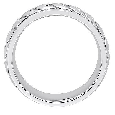Stella Grace Men's Sterling Silver Ribbed Design Ring