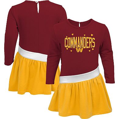 Girls Infant Burgundy/Gold Washington Commanders Heart to Heart Jersey Tri-Blend Dress