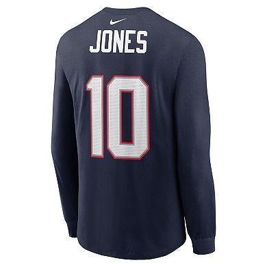 Men's Nike Mac Jones Navy New England Patriots Player Name & Number Long Sleeve T-Shirt