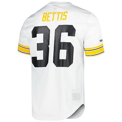 Men's Mitchell & Ness Jerome Bettis White Pittsburgh Steelers Retired Player Name & Number Mesh Top
