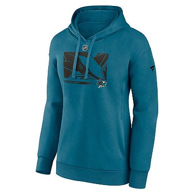Women's Fanatics Branded Teal San Jose Sharks Authentic Pro Core Collection Secondary Logo V-Neck Pullover Hoodie