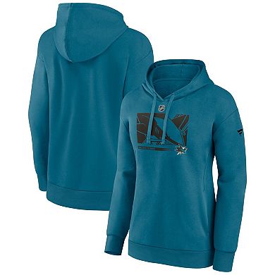 Women's Fanatics Branded Teal San Jose Sharks Authentic Pro Core Collection Secondary Logo V-Neck Pullover Hoodie