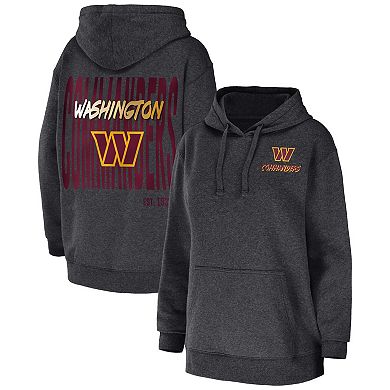 Women's WEAR by Erin Andrews Heather Charcoal Washington Commanders Fleece Pullover Hoodie