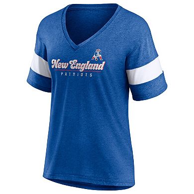 Women's Fanatics Branded Heathered Royal New England Patriots Give It All Half-Sleeve V-Neck T-Shirt