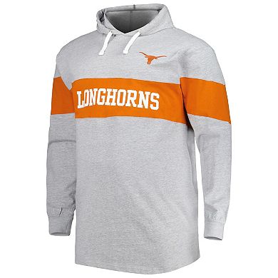 Men's Heathered Gray/Texas Orange Texas Longhorns Big & Tall Long Sleeve Jersey Hoodie T-Shirt