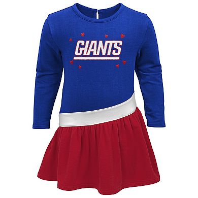 Girls Infant Royal/Red New York Giants Heart to Heart Jersey Tri-Blend Dress