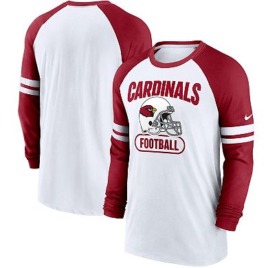 Men's Nike White/Cardinal Arizona Cardinals Throwback Raglan Long Sleeve T-Shirt