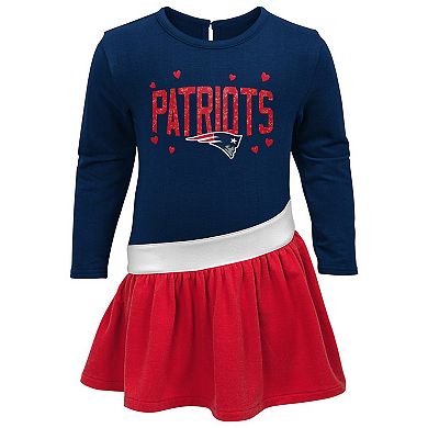 Girls Infant Navy/Red New England Patriots Heart to Heart Jersey Tri-Blend Dress