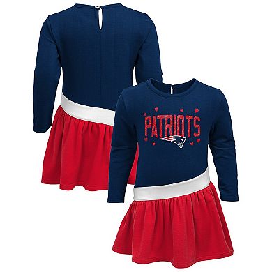 Girls Infant Navy/Red New England Patriots Heart to Heart Jersey Tri-Blend Dress