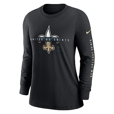 Women's Nike Black New Orleans Saints Prime Split Long Sleeve T-Shirt