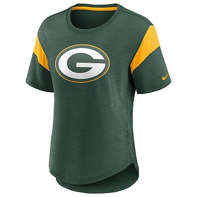 Women's Nike Heathered Green Green Bay Packers Primary Logo Slub Fashion Top