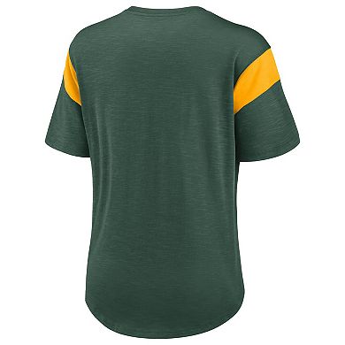 Women's Nike Heathered Green Green Bay Packers Primary Logo Slub Fashion Top