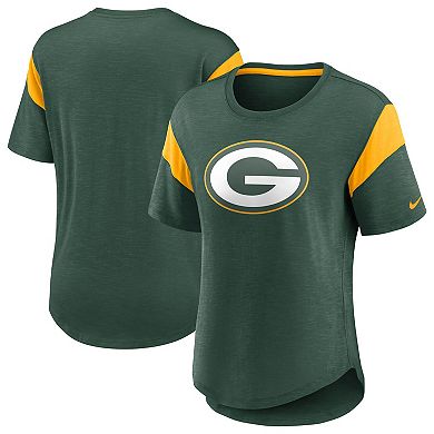 Women's Nike Heathered Green Green Bay Packers Primary Logo Slub Fashion Top