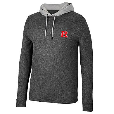 Men's Colosseum Black Rutgers Scarlet Knights Ballot Waffle-Knit Thermal Long Sleeve Hoodie T-Shirt