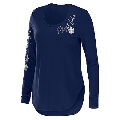 Women's WEAR by Erin Andrews Blue Toronto Maple Leafs Team Scoop Neck Long Sleeve T-Shirt