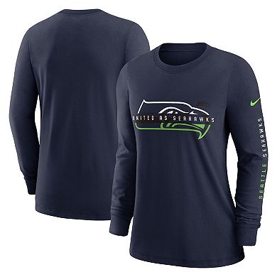 Women's Nike College Navy Seattle Seahawks Prime Split Long Sleeve T-Shirt