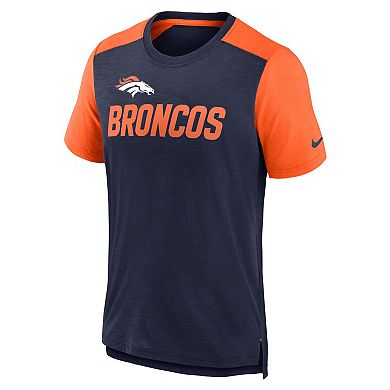 Men's Nike Heathered Navy/Heathered Orange Denver Broncos Color Block Team Name T-Shirt
