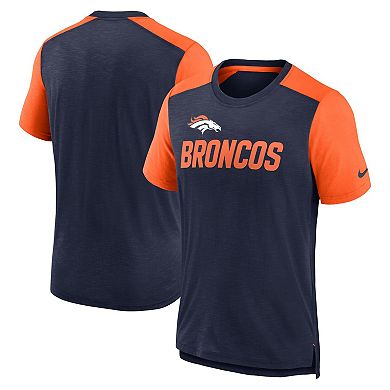 Men's Nike Heathered Navy/Heathered Orange Denver Broncos Color Block Team Name T-Shirt