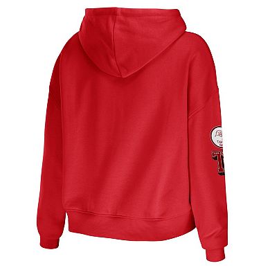 Women's WEAR by Erin Andrews Red Tampa Bay Buccaneers Modest Cropped Pullover Hoodie