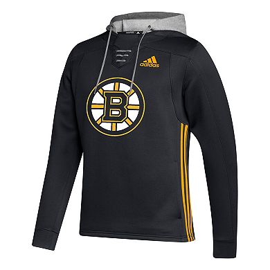Men's adidas Black Boston Bruins Skate Lace AEROREADY Team Pullover Hoodie