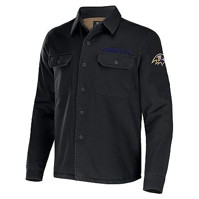 Men's NFL x Darius Rucker Collection by Fanatics Black Baltimore Ravens Canvas Button-Up Shirt Jacket