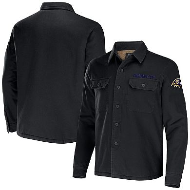 Men's NFL x Darius Rucker Collection by Fanatics Black Baltimore Ravens Canvas Button-Up Shirt Jacket