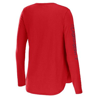 Women's WEAR by Erin Andrews Red Washington Capitals Team Scoop Neck Long Sleeve T-Shirt