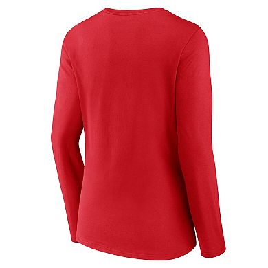 Women's Fanatics Branded Red Kansas City Chiefs Hometown Sweep Long Sleeve V-Neck T-Shirt