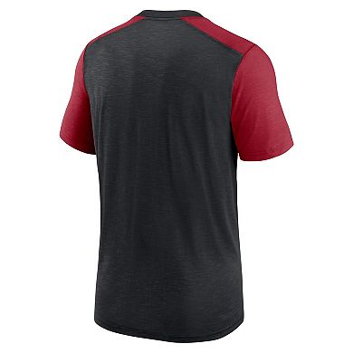 Men's Nike Heathered Black/Heathered Cardinal Arizona Cardinals Color Block Team Name T-Shirt