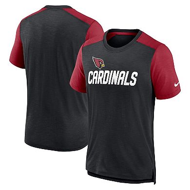 Men's Nike Heathered Black/Heathered Cardinal Arizona Cardinals Color Block Team Name T-Shirt