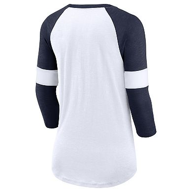 Women's Nike Seattle Seahawks White/Heathered College Navy Football Pride Slub 3/4 Raglan Sleeve T-Shirt