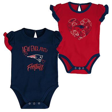 Newborn & Infant Navy/Red New England Patriots Too Much Love Two-Piece Bodysuit Set