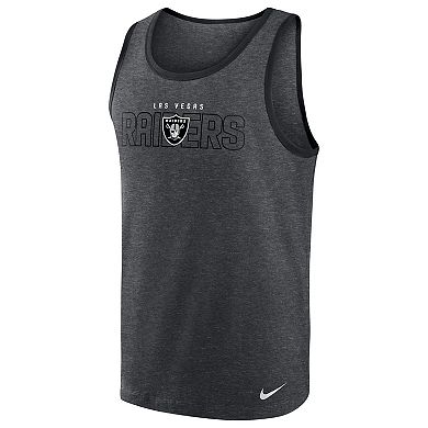 Men's Nike Heathered Charcoal Las Vegas Raiders Tri-Blend Tank Top