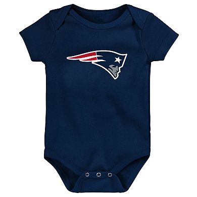 Infant Navy/Red/Heathered Gray New England Patriots 3-Pack Game On Bodysuit Set