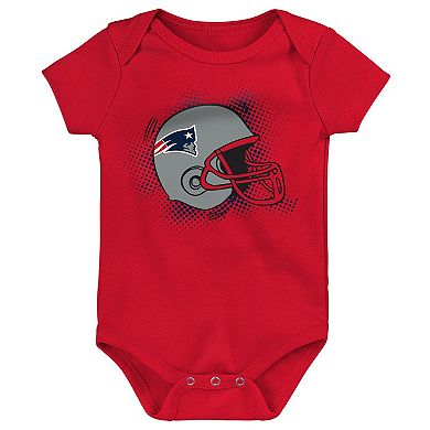 Infant Navy/Red/Heathered Gray New England Patriots 3-Pack Game On Bodysuit Set