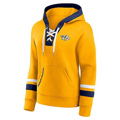 Women's Fanatics Branded Gold Nashville Predators Bombastic Exclusive Lace-Up Pullover Hoodie