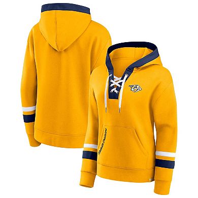 Women's Fanatics Branded Gold Nashville Predators Bombastic Exclusive Lace-Up Pullover Hoodie