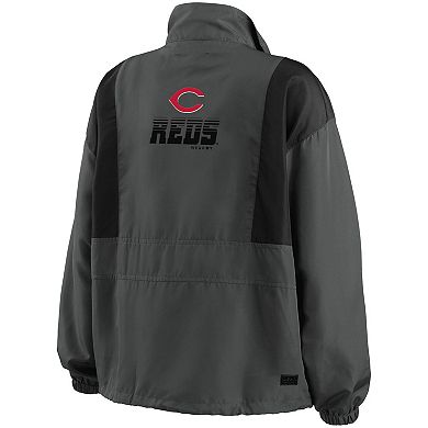 Women's WEAR by Erin Andrews Charcoal Cincinnati Reds Packable Half-Zip Jacket