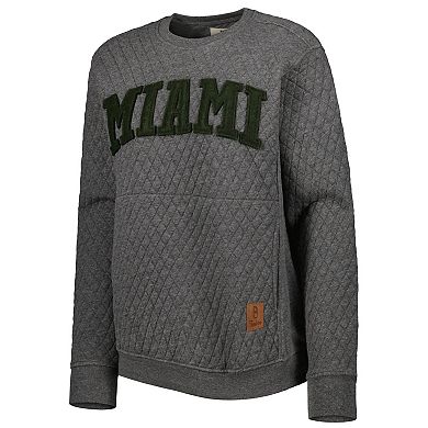 Women's Pressbox Heather Charcoal Miami Hurricanes Moose Quilted Pullover Sweatshirt