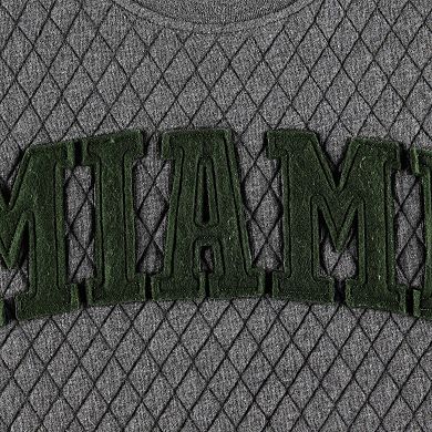 Women's Pressbox Heather Charcoal Miami Hurricanes Moose Quilted Pullover Sweatshirt