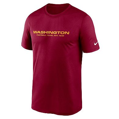 Men's Nike Burgundy Washington Football Team Logo Essential Legend Team Performance T-Shirt