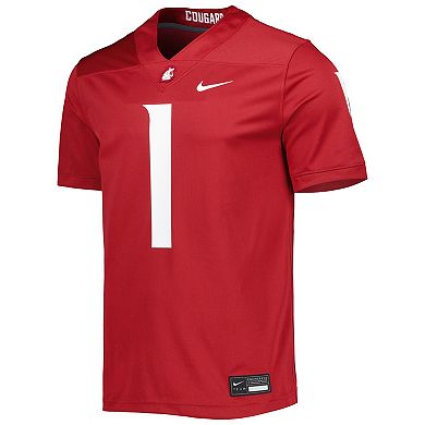 Men's Nike #1 Crimson Washington State Cougars Untouchable Football Jersey