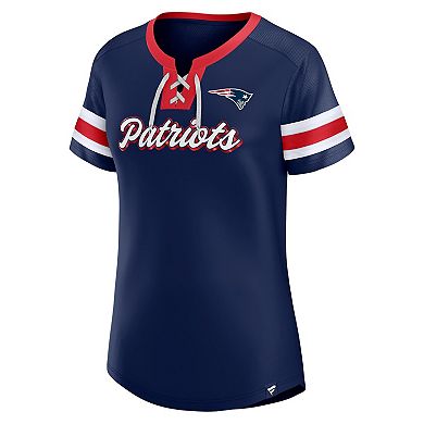 Women's Fanatics Branded Navy New England Patriots Original State Lace-Up T-Shirt