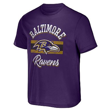 Men's NFL x Darius Rucker Collection by Fanatics Purple Baltimore Ravens Stripe T-Shirt