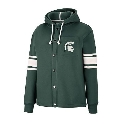 Women's Colosseum Green Michigan State Spartans Mia Striped Full-Snap Hoodie Jacket