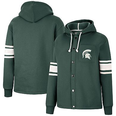 Women's Colosseum Green Michigan State Spartans Mia Striped Full-Snap Hoodie Jacket