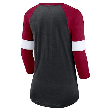 Women's Nike Washington Commanders Heather Black/Burgundy Football Pride Raglan 3/4-Sleeve T-Shirt