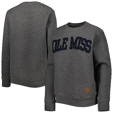 Women's Pressbox Heather Charcoal Ole Miss Rebels Moose Quilted Pullover Sweatshirt