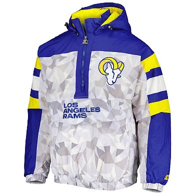 Men's Starter White/Royal Los Angeles Rams Thursday Night Gridiron Raglan Half-Zip Hooded Jacket